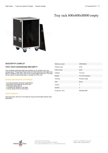 TRAY RACK 600X600XH800 EMPTY