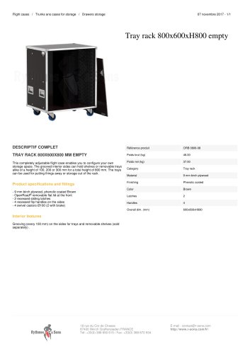 TRAY RACK 800X600XH800 EMPTY