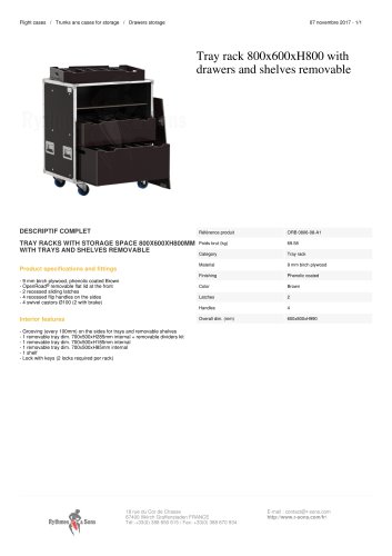 TRAY RACK 800X600XH800 WITH DRAWERS AND SHELVES REMOVABLE