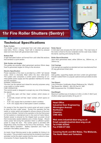 1hr Fire Roller Shutters (Sentry)