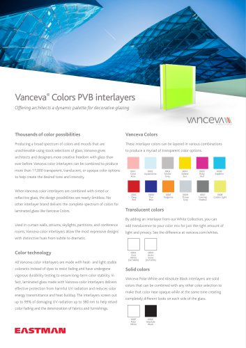 Vanceva Colors Product Bulletin