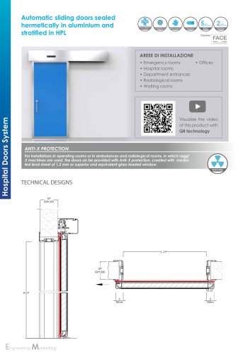 Automatic sliding doors sealed hermetically in aluminium and stratified in HPL