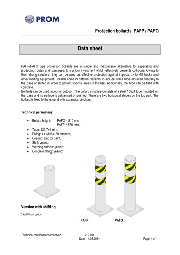 Protection bollards PAFP / PAFO