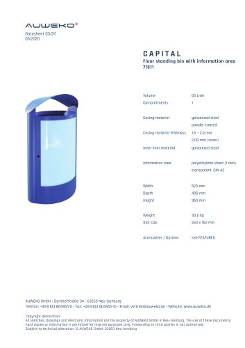 Datasheet AUWEKO Capital 71511