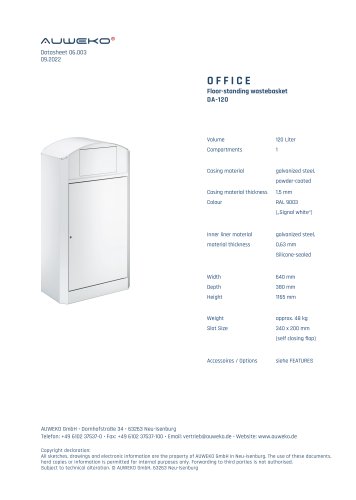 Datasheet AUWEKO Office DA-120