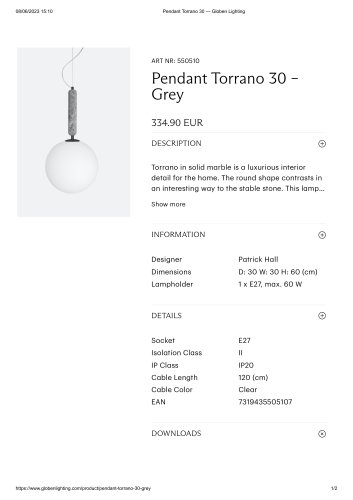 Pendant Torrano 30 – Grey