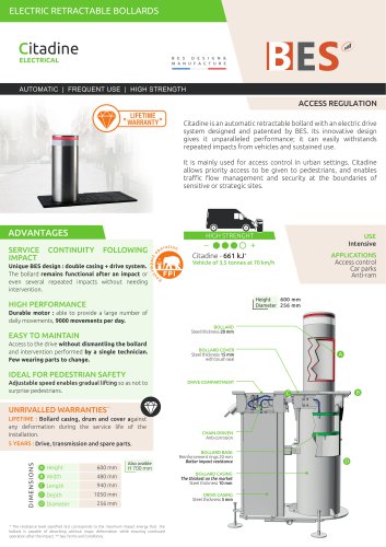 Technical sheet_CITADINE electric retractable bollard