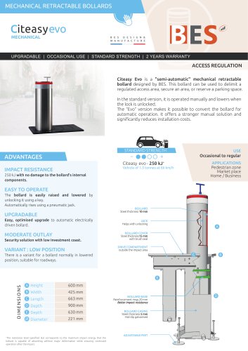 Technical sheet_CITEASY EVO Mechanical retractable bollard