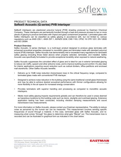 Saflex Acoustic Technical Datasheet