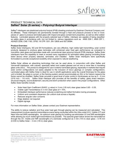 Saflex Solar Product Datasheet