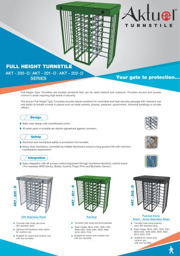 FULL HEIGHT TURNSTILE AKT - 200-D AKT - 201-D AKT - 202-D