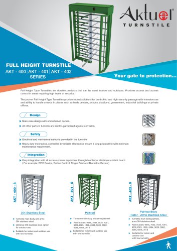 FULL HEIGHT TURNSTILE AKT - 400 AKT - 401 AKT - 402