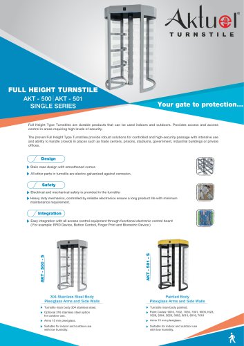 FULL HEIGHT TURNSTILE AKT - 500 AKT - 501