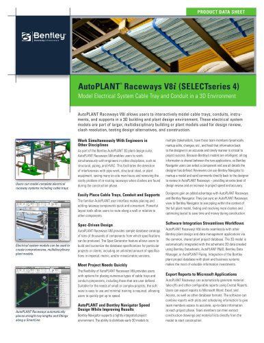 PRODUCT DATA SHEET AutoPLANT ® Raceways V8 i