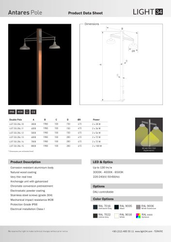 Antares Wooden Double Pole Datasheet