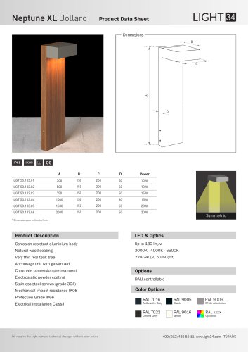 Neptune XL Wooden Bollard Datasheet