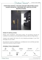 FONTANA NAPOLI CEILING MOUNT BRUSHED GOLD MIXER RAINFALL SHOWER SET INSTALLATION INSTRUCTIONS