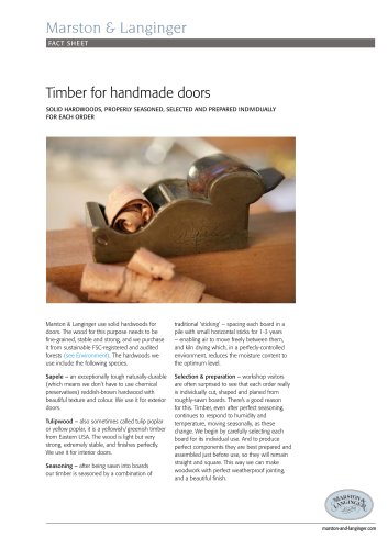 Timber for handmade doors