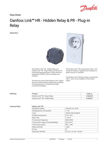 Danfoss Link™ HR Hidden Relay & PR Plug-in Relay