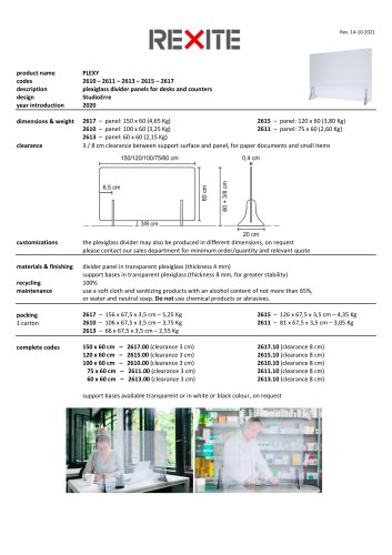 Plexy EN Technical data sheet