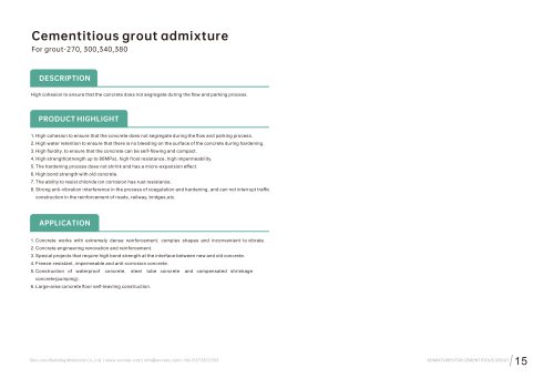 Cementitious grout admixture