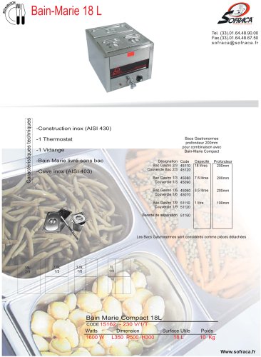 Bain-Marie compact 18 litres