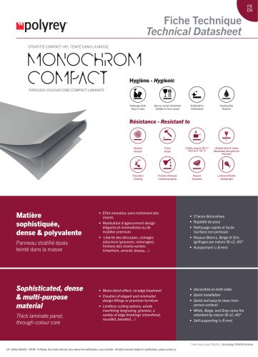 Technical data seet - MONOCHROM® Through-colour core compact