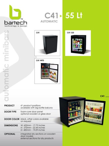 Bartech 55 Lt automatic minibar specifications