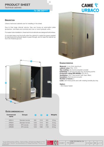 Technical cabinets (For ONE EVObollards)