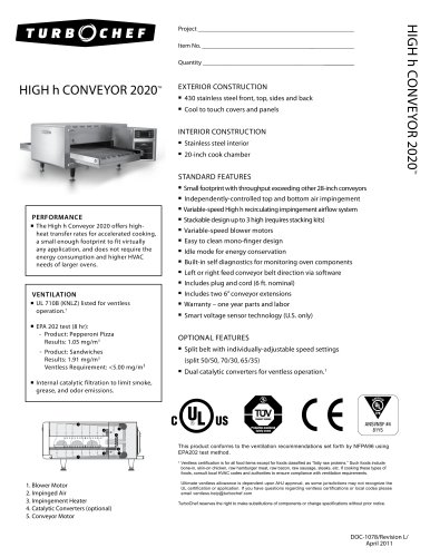 High h Conveyor 2020