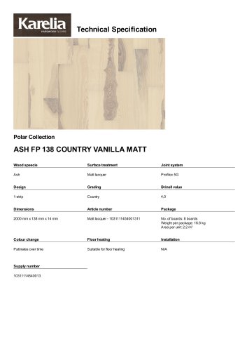 ASH FP 138 COUNTRY VANILLA MATT