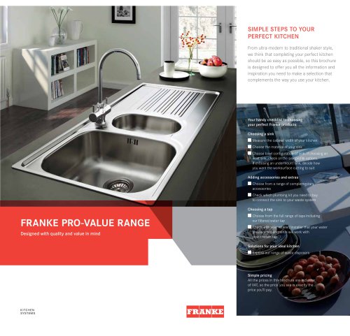 FRANKE PRO-VALUE RANGE