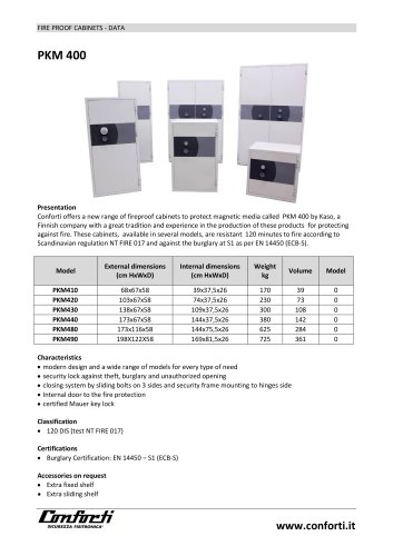 FIRE PROOF CABINETS - DATA PKM 400