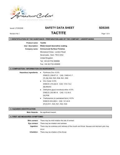 Tactite safety data sheet