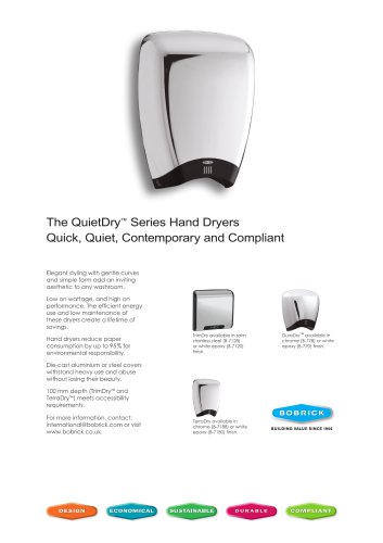 QuietDry® Series Sell Sheet for DuraDry™, TrimDry™ and TerraDry™