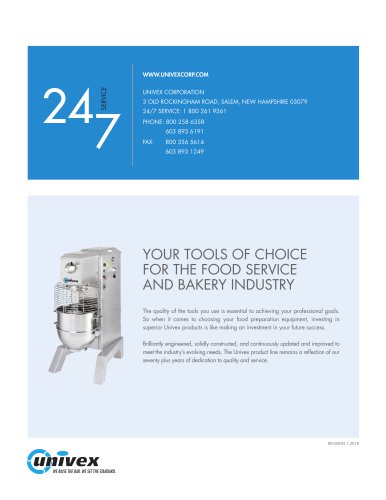 Univex Commercial Food Prep Equipment Brochure