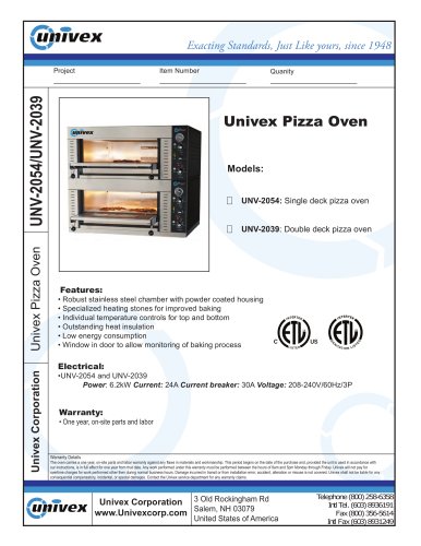 Univex Pizza Oven