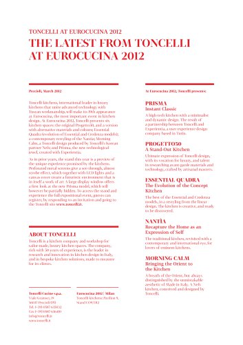 THE LATEST FROM TONCELLI  AT EUROCUCINA 2012