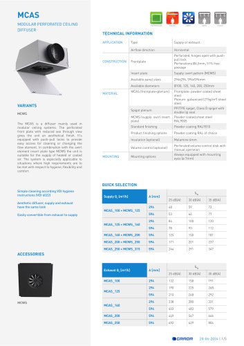 MODULAR PERFORMATED CEILING DIFFUSER