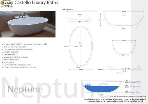 NEPTUNE FREESTANDING SLIMLINE LUXURY DESIGNER BATH