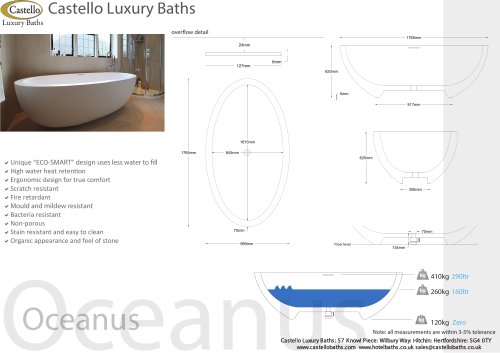 OCEANUS FREESTANDING LUXURY OVAL DESIGNER BATH