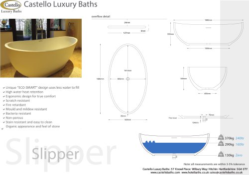 Slipper luxury freestanding stone bath