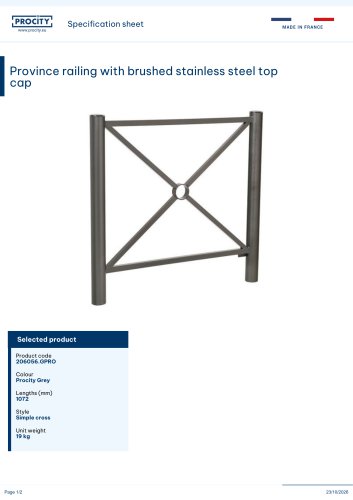 Province railing with brushed stainless steel top cap