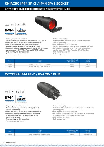 GNIAZDO IP44 2P+Z / IP44 2P+E SOCKET