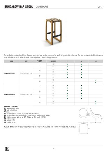 scheda tecnica bungalow bar stool