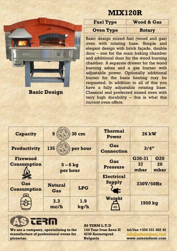 Wood & Gas Rotary Oven: MIX120R