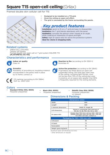 Square T15 open-cell ceiling(Grilax)