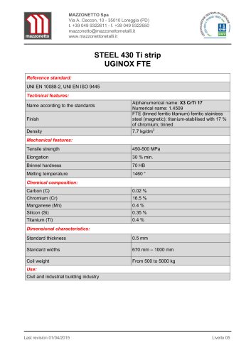 STEEL 430 Ti strip UGINOX FTE