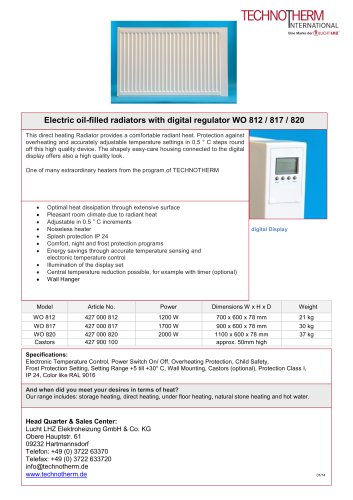 Oil filles radiator WO 810 / 812 / 820