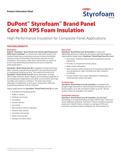 DuPont™ Styrofoam™ Brand Panel Core 30 XPS Foam Insulation